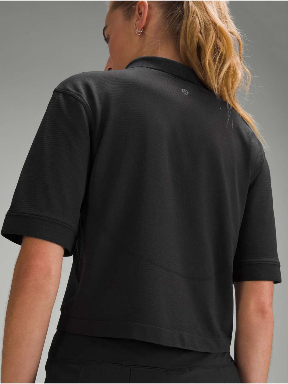 Lululemon Swiftly Tech Relaxed Fit Cropped Black Polo Shirt Black Size 2 NWT